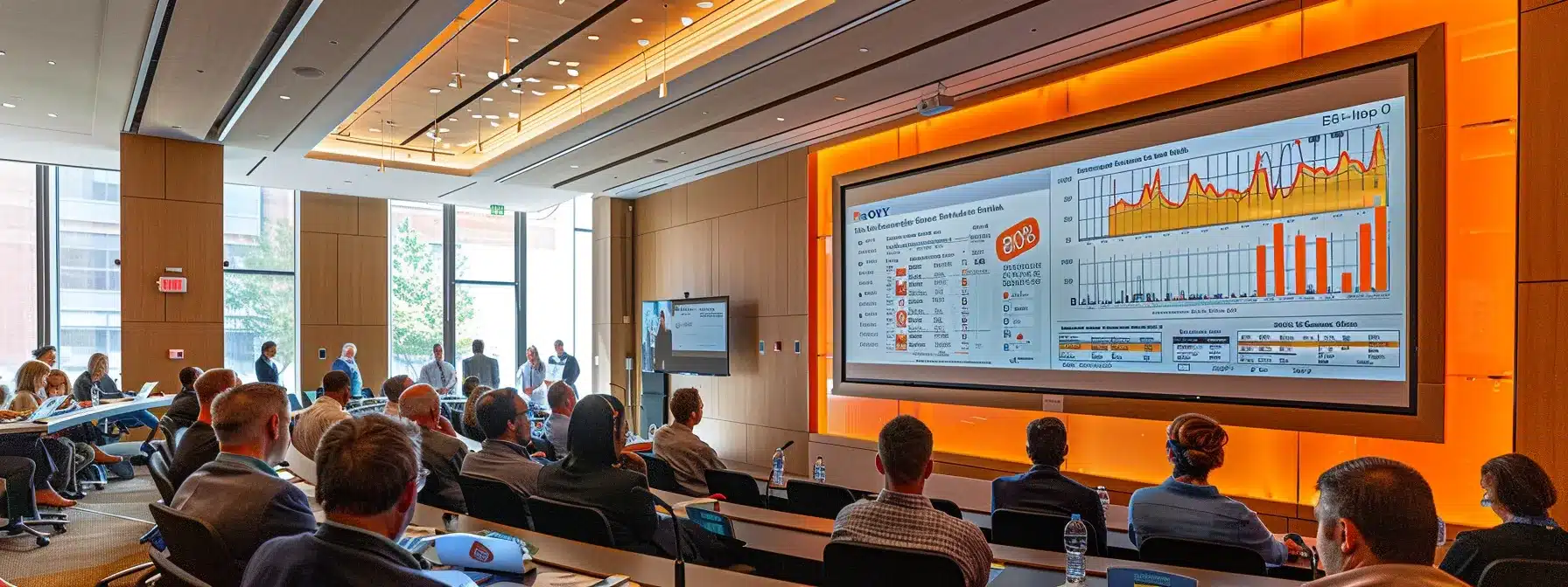 a modern, well-lit conference room filled with engaged professionals analyzing charts and graphs on a large screen, illustrating the cost comparison of dementia care options across michigan's cities. a modern, well-lit conference room filled with engaged professionals analyzing charts and graphs on a large screen, illustrating the cost comparison of dementia care options across michigan's cities.