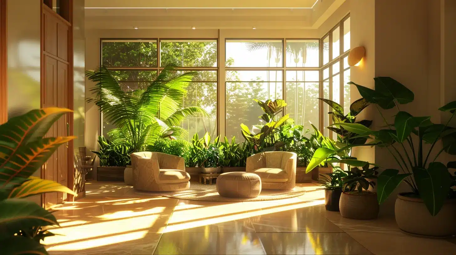 a serene and inviting common room in an affordable assisted living facility, featuring comfortable seating, vibrant greenery, and residents engaging in lively recreational activities, all bathed in warm, natural light filtering through large windows. a serene and inviting common room in an affordable assisted living facility, featuring comfortable seating, vibrant greenery, and residents engaging in lively recreational activities, all bathed in warm, natural light filtering through large windows.