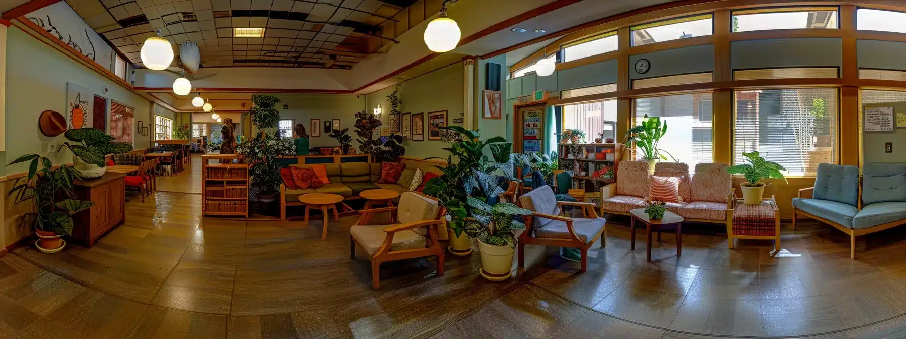 a warmly lit, inviting adult day care center in michigan, featuring comfortable seating and engaging activity spaces designed for individuals with alzheimer’s, where caregivers discuss the supportive services available in a friendly, reassuring atmosphere. a warmly lit, inviting adult day care center in michigan, featuring comfortable seating and engaging activity spaces designed for individuals with alzheimer’s, where caregivers discuss the supportive services available in a friendly, reassuring atmosphere.