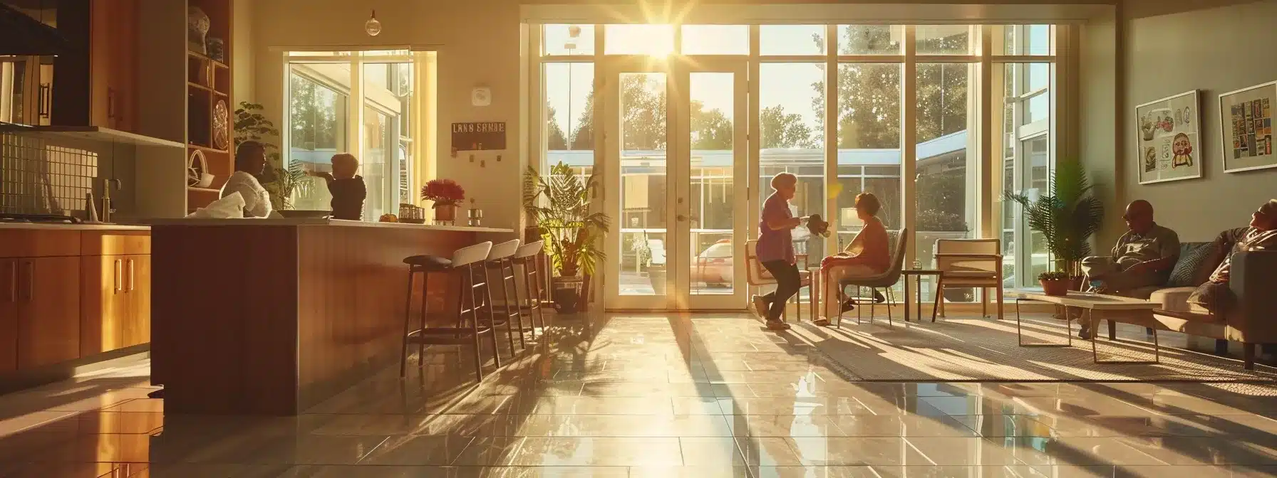 a warmly lit, modern assisted living facility showcases dedicated caregivers interacting with residents engaged in various enriching activities, emphasizing the supportive atmosphere of residential dementia care and in-home care solutions. a warmly lit, modern assisted living facility showcases dedicated caregivers interacting with residents engaged in various enriching activities, emphasizing the supportive atmosphere of residential dementia care and in-home care solutions.