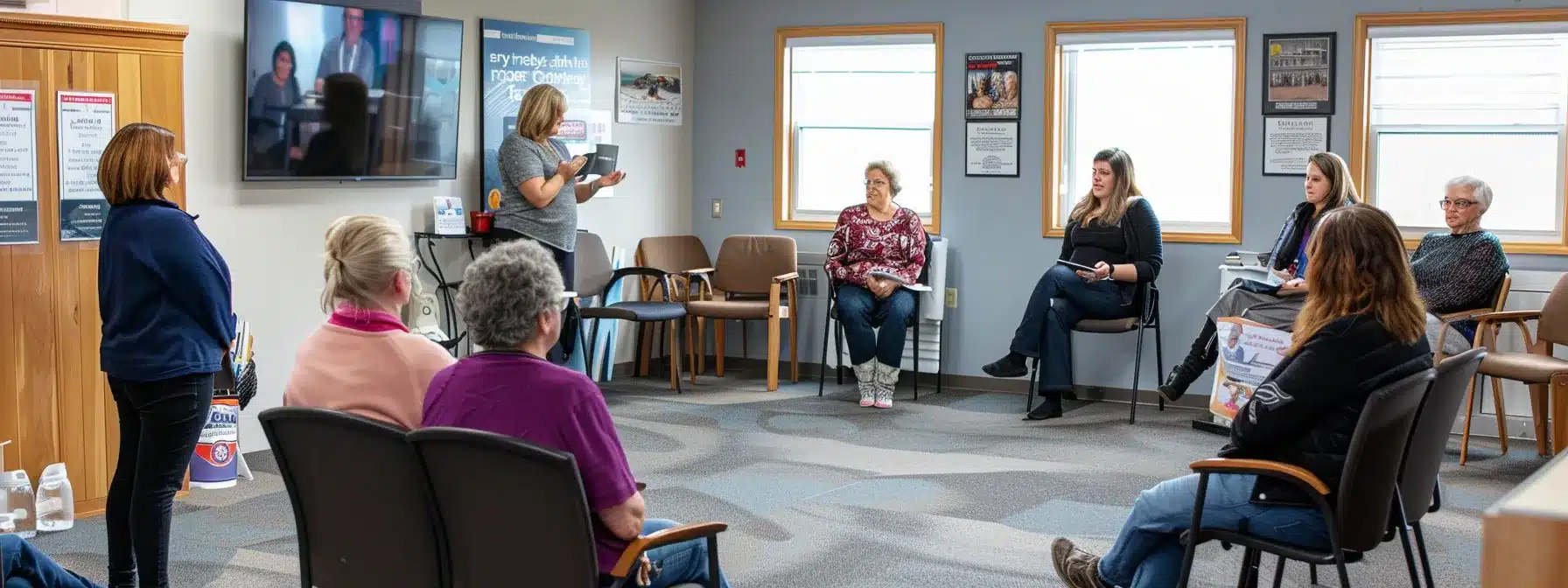 a welcoming office space filled with engaged professionals discussing resources and support for families affected by alzheimer’s, featuring informational brochures and a warm, inviting atmosphere that underscores community connection and care. a welcoming office space filled with engaged professionals discussing resources and support for families affected by alzheimer’s, featuring informational brochures and a warm, inviting atmosphere that underscores community connection and care.