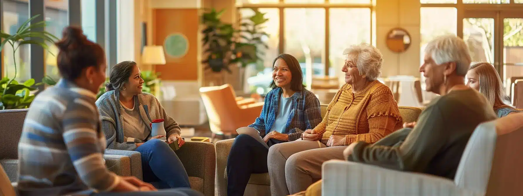 an inviting, modern assisted living facility common area showcases diverse residents engaging in thoughtful discussions, highlighting the various care options available while promoting a sense of community and well-being. an inviting, modern assisted living facility common area showcases diverse residents engaging in thoughtful discussions, highlighting the various care options available while promoting a sense of community and well-being.