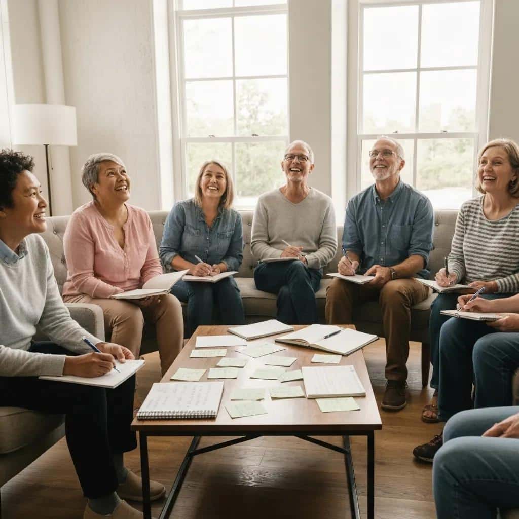 Caregivers and families engaged in a local support group meeting for dementia care