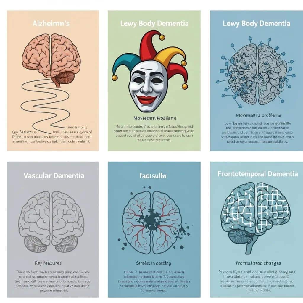 Visual representation of various types of dementia affecting seniors