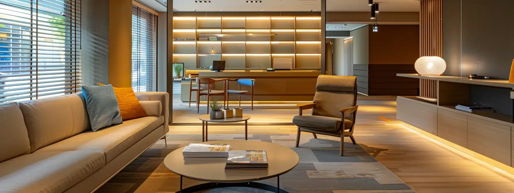 a modern, well-lit dementia care home interior showcases warm communal spaces filled with comforting furnishings, offering a secure environment for residents, while financial brochures and resources are visibly arranged on a sleek consultation table, symbolizing informed decision-making for families. a modern, well-lit dementia care home interior showcases warm communal spaces filled with comforting furnishings, offering a secure environment for residents, while financial brochures and resources are visibly arranged on a sleek consultation table, symbolizing informed decision-making for families.
