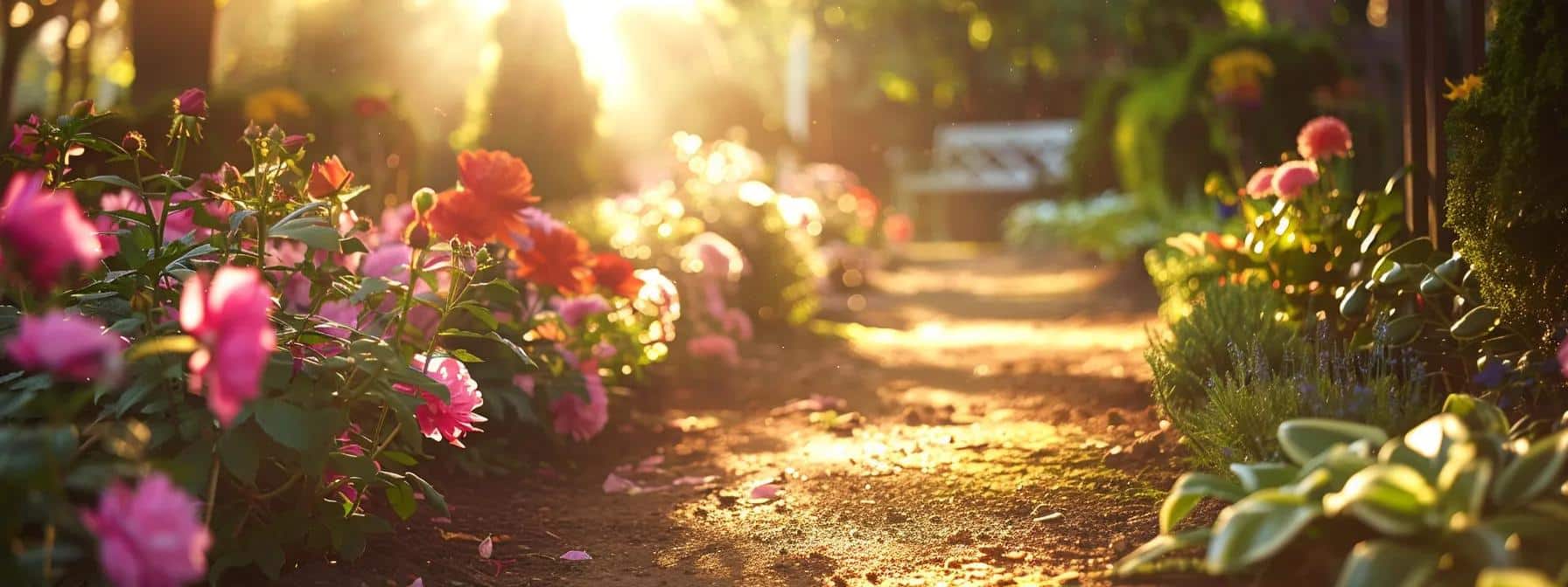 a serene nursing home garden scene showcases a sunlit path lined with vibrant flowers, inviting older residents to connect with nature and each other, symbolizing the importance of thoughtful care choices for loved ones.