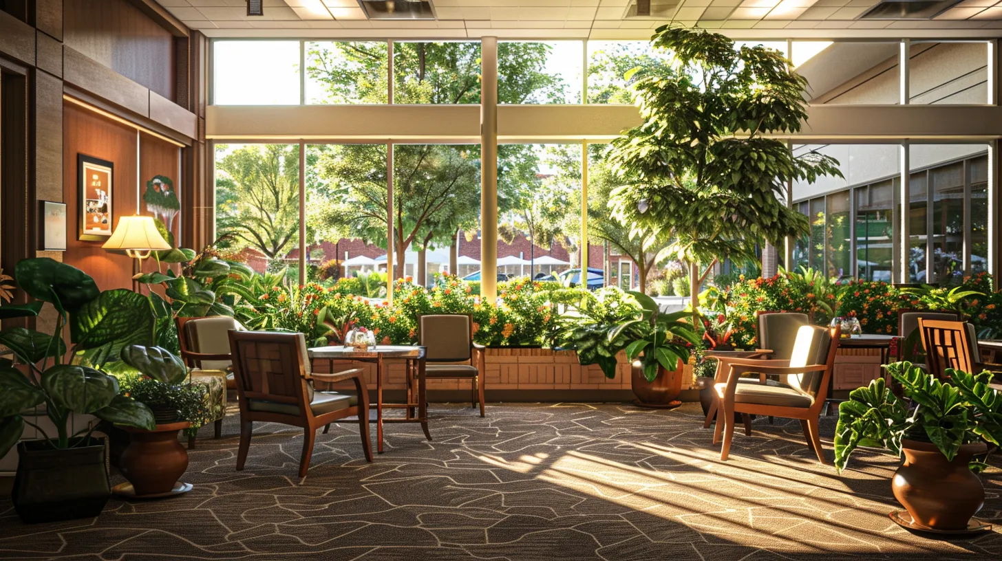 a tranquil and inviting assisted living facility in ypsilanti, showcasing serene gardens and cozy communal spaces that highlight warmth and comfort for residents.