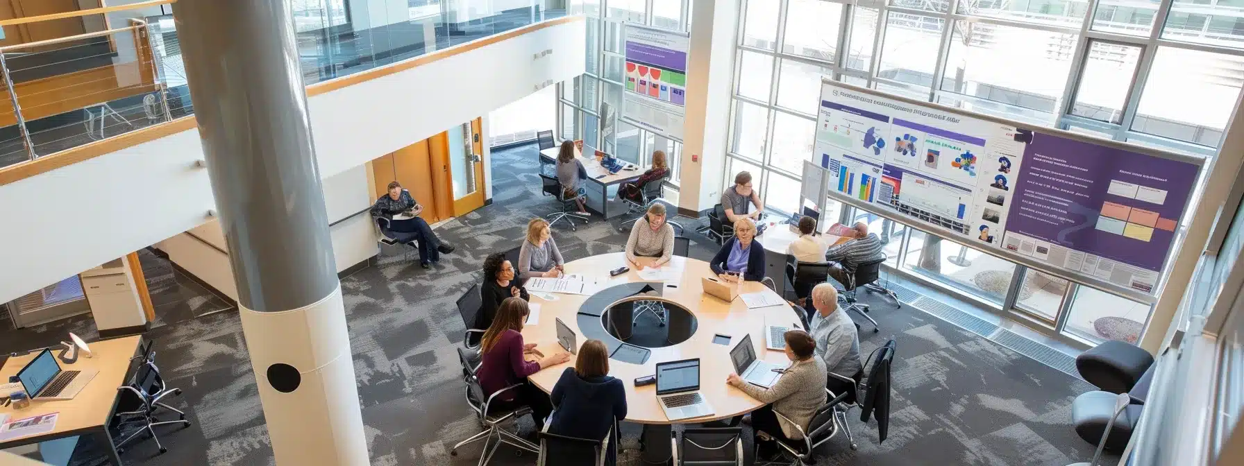 a visually dynamic office setting showcases a diverse group of professionals engaged in a collaborative meeting, surrounded by charts and documents that illustrate a well-organized plan for comprehensive dementia care, highlighting the integration of family support and expert guidance. a visually dynamic office setting showcases a diverse group of professionals engaged in a collaborative meeting, surrounded by charts and documents that illustrate a well-organized plan for comprehensive dementia care, highlighting the integration of family support and expert guidance.