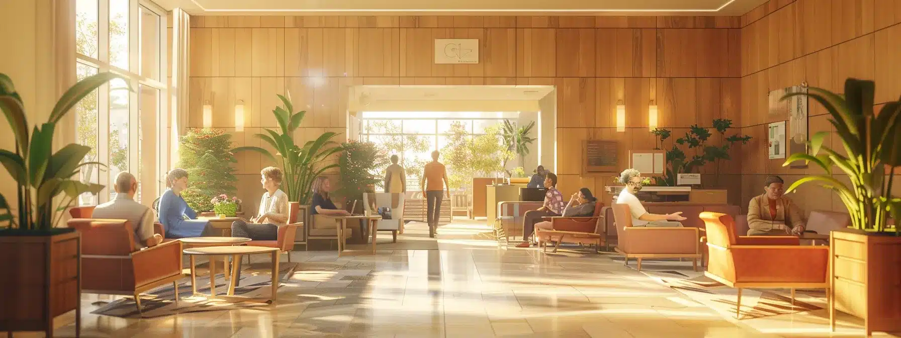 a warm and inviting nursing home common area is filled with engaged residents participating in a memory care activity, surrounded by professional staff fostering a supportive environment that emphasizes understanding and compassion for dementia care.