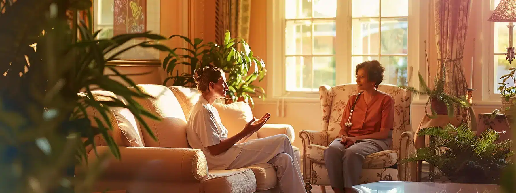 a warm, inviting interior of a specialized alzheimer's care facility features a dedicated caregiver engaged in thoughtful discussion with a family member, surrounded by tailored care plans and comfortable furnishings, emphasizing personalized support and communication in a nurturing environment. a warm, inviting interior of a specialized alzheimer's care facility features a dedicated caregiver engaged in thoughtful discussion with a family member, surrounded by tailored care plans and comfortable furnishings, emphasizing personalized support and communication in a nurturing environment.