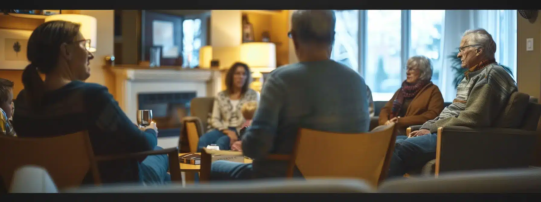 a warm, inviting residential care facility for dementia patients, featuring thoughtfully arranged communal spaces with soft lighting, where families are engaged in meaningful conversations during a guided tour, emphasizing comfort and personalized care. a warm, inviting residential care facility for dementia patients, featuring thoughtfully arranged communal spaces with soft lighting, where families are engaged in meaningful conversations during a guided tour, emphasizing comfort and personalized care.