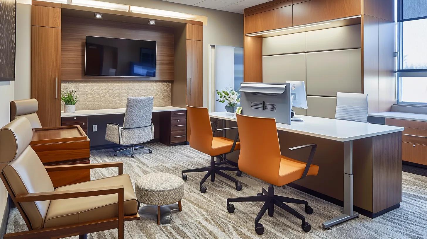 a modern office setting features a well-organized table displaying a detailed comparative overview of memory care services, accentuated by sleek design elements and soft, ambient lighting to create a professional and inviting atmosphere.